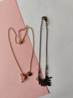 3/$20💗BFF Butterfly Pendant Necklace & Black Leaf Necklace